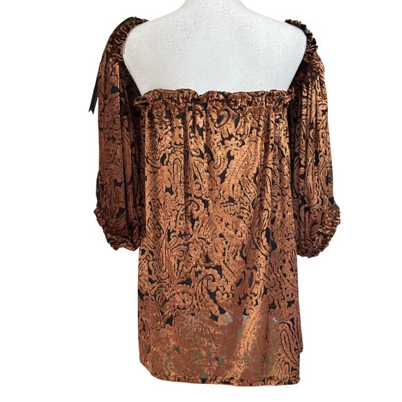 Burnout velvet top, black/brown, Renaissance, ethereal, mystical, romantic - Picture 3 of 7